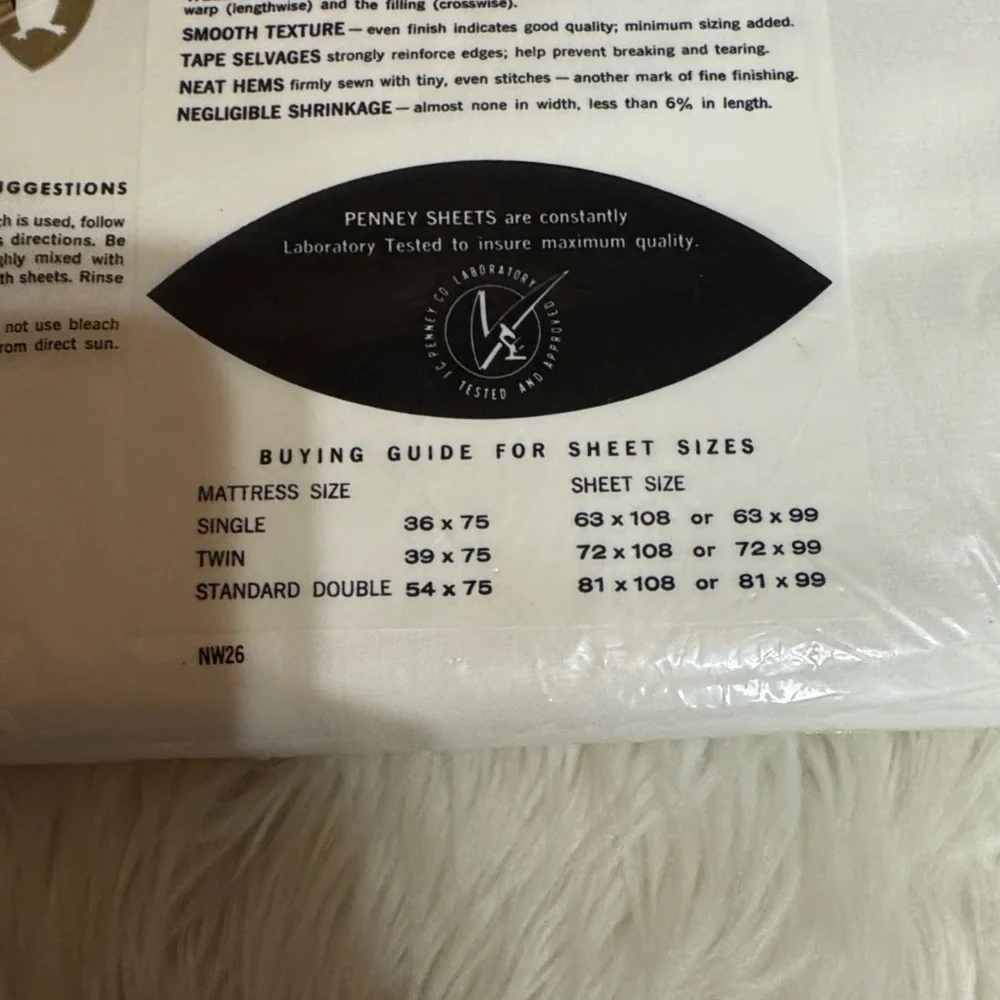 Vintage Penney’s Nation-Wide Strong Muslin 100% cotton sheet White New